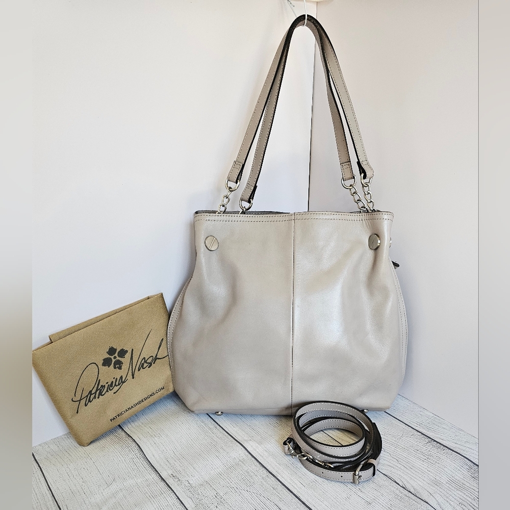 EUC Patricia Nash Lindsey Large Slouchy Satchel/Crossbody Stone